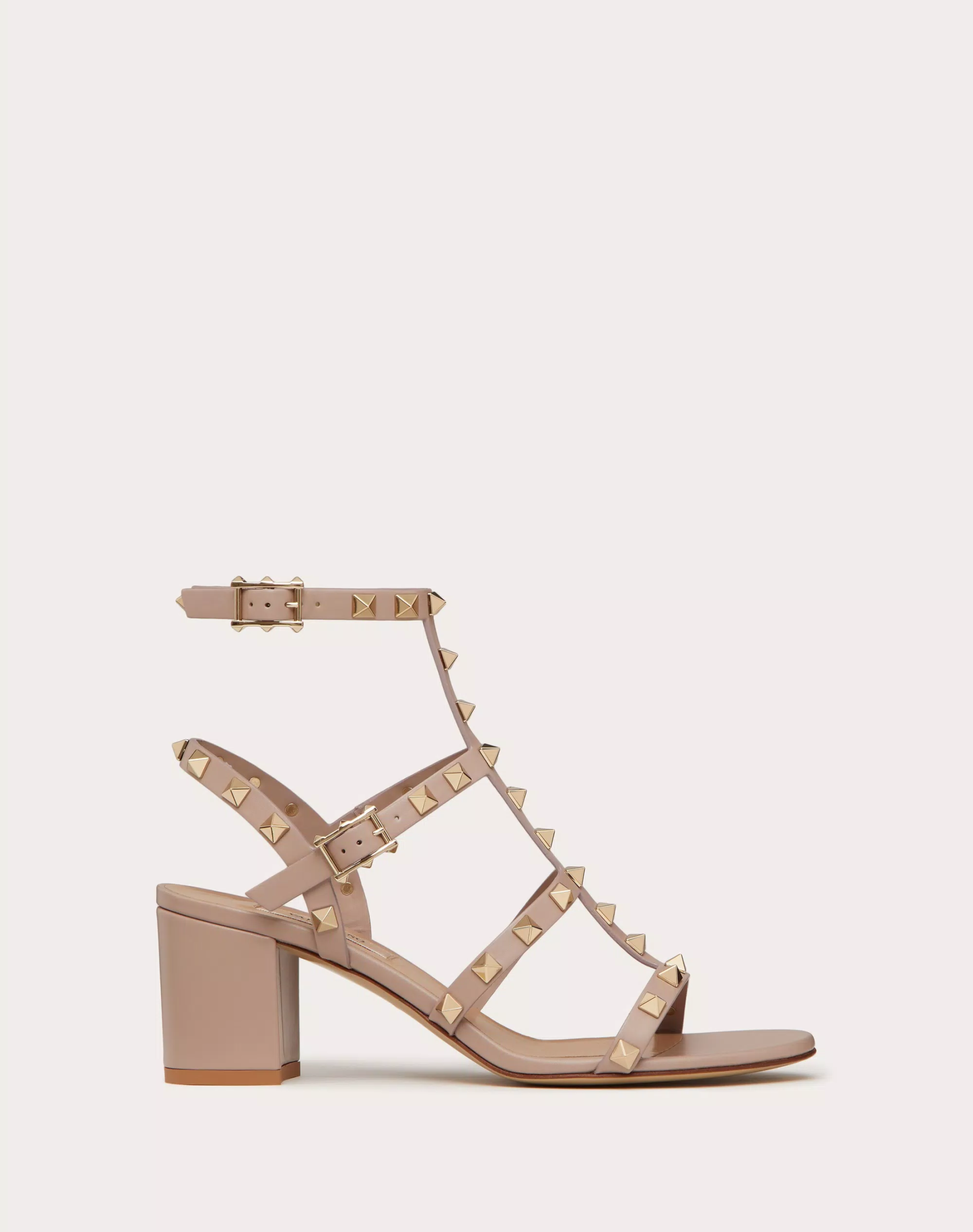 ROCKSTUD CALFSKIN ANKLE STRAP SANDAL 60 MM